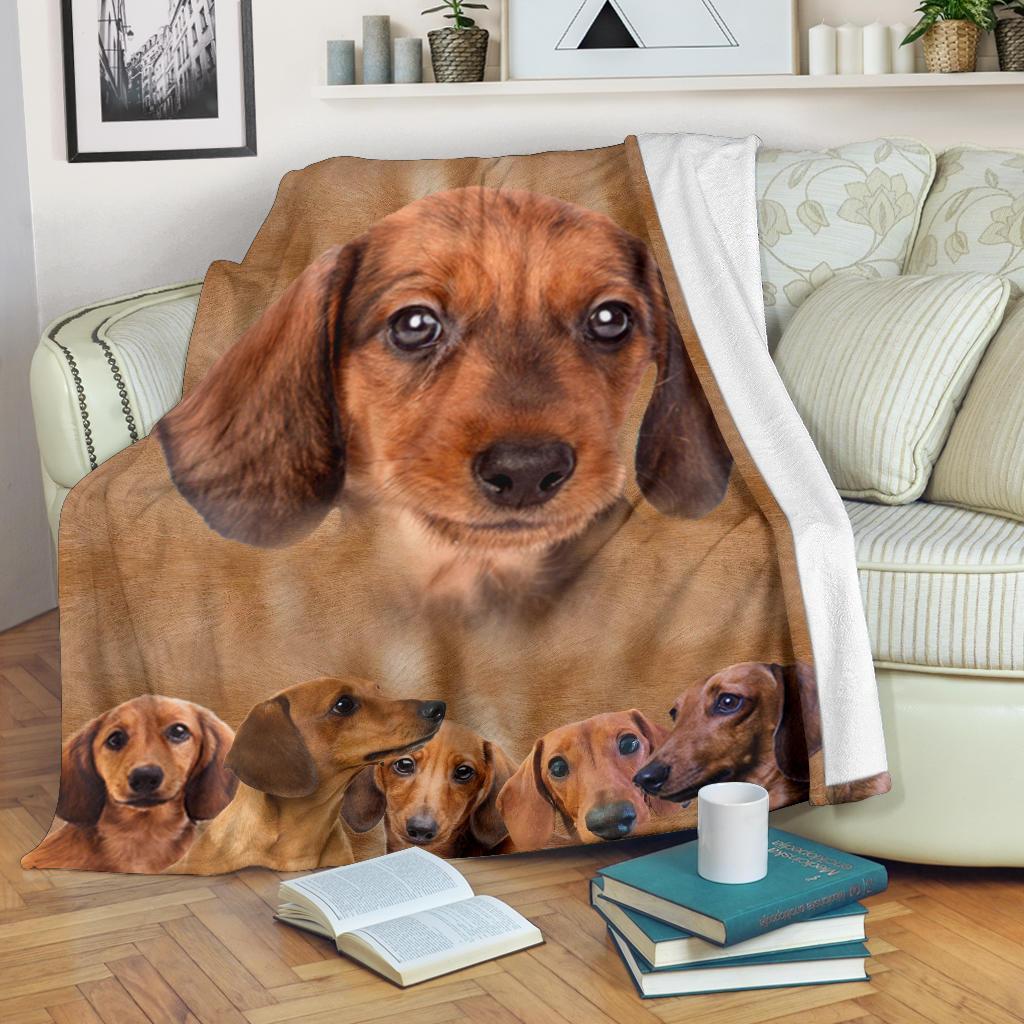 Puppy Face Dachshund Fleece Blanket