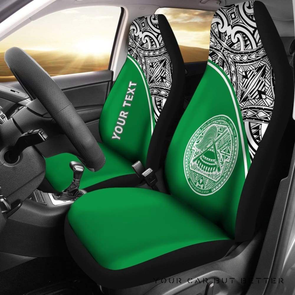 American Samoa Polynesian Custom Personalised Car Seat Covers Green Curve Bn12