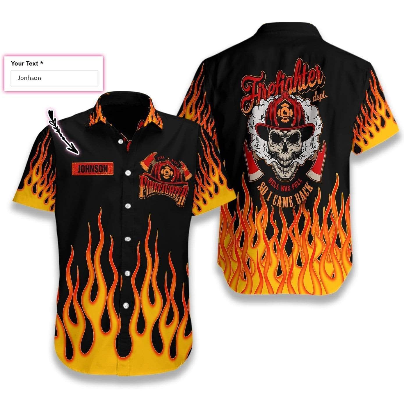 Personalized Skull Flame Firefighter Hawaii Aloha Shirts Custom Name V Ha55989