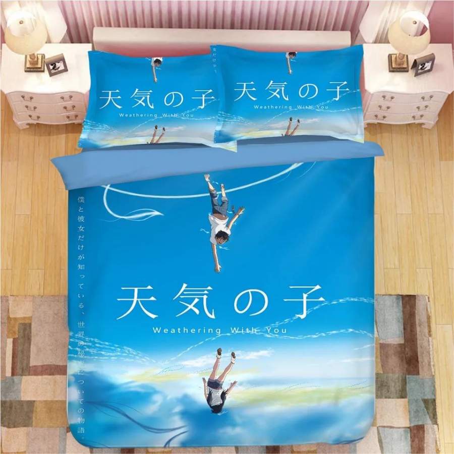 Tenki no Ko Makoto Shinkai Weathering with you #3 Duvet Cover Quilt Cover Pillowcase Bedding Set Bed Linen Home Decor