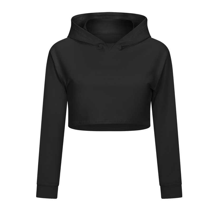 Terry Cotton Yoga Cropped Hoodies Women Comfy Long Sleeve Jersey Workout Tops Sport Sweatshirts Gym Pullover Female Crop Top alx