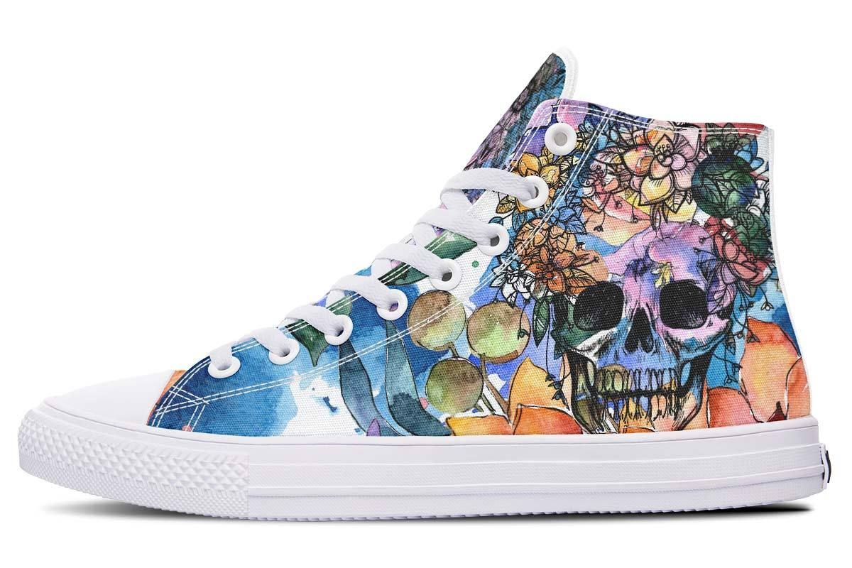 Watercolor Skull Art High Top Vans Shoes V122