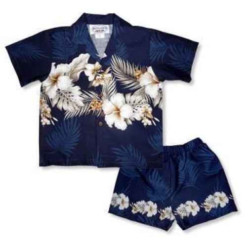 Hibiscus Navy Hawaii Boy Border Cabana Set Ha99980