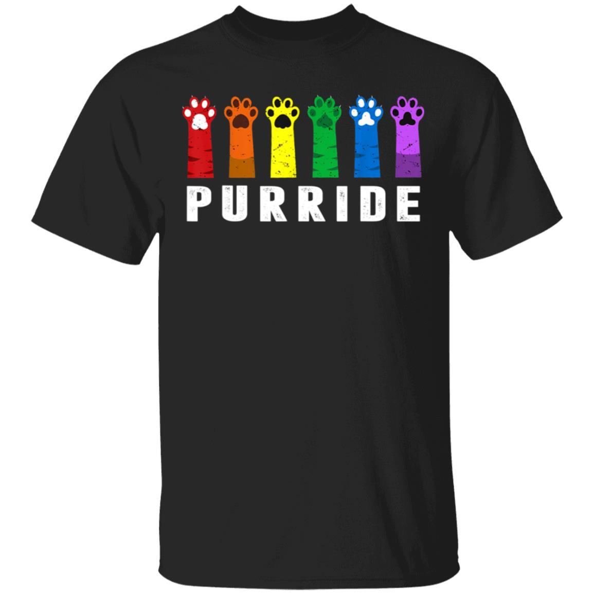 Purride Paw Cat Kitten Lgbt Gay Les Pride Rainbow Vintage Cute Shirt