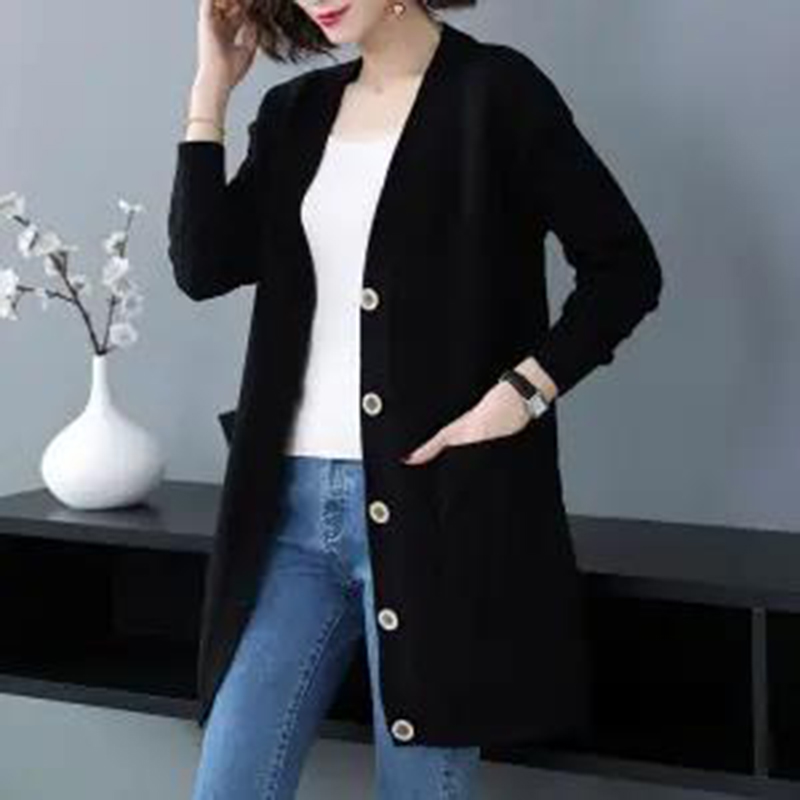 2022 New Spring Autumn Sweater Women Mid-length Middle-aged and Elderly Loose Large Size Fat Outer Knitted Cardigan Wholesale alx