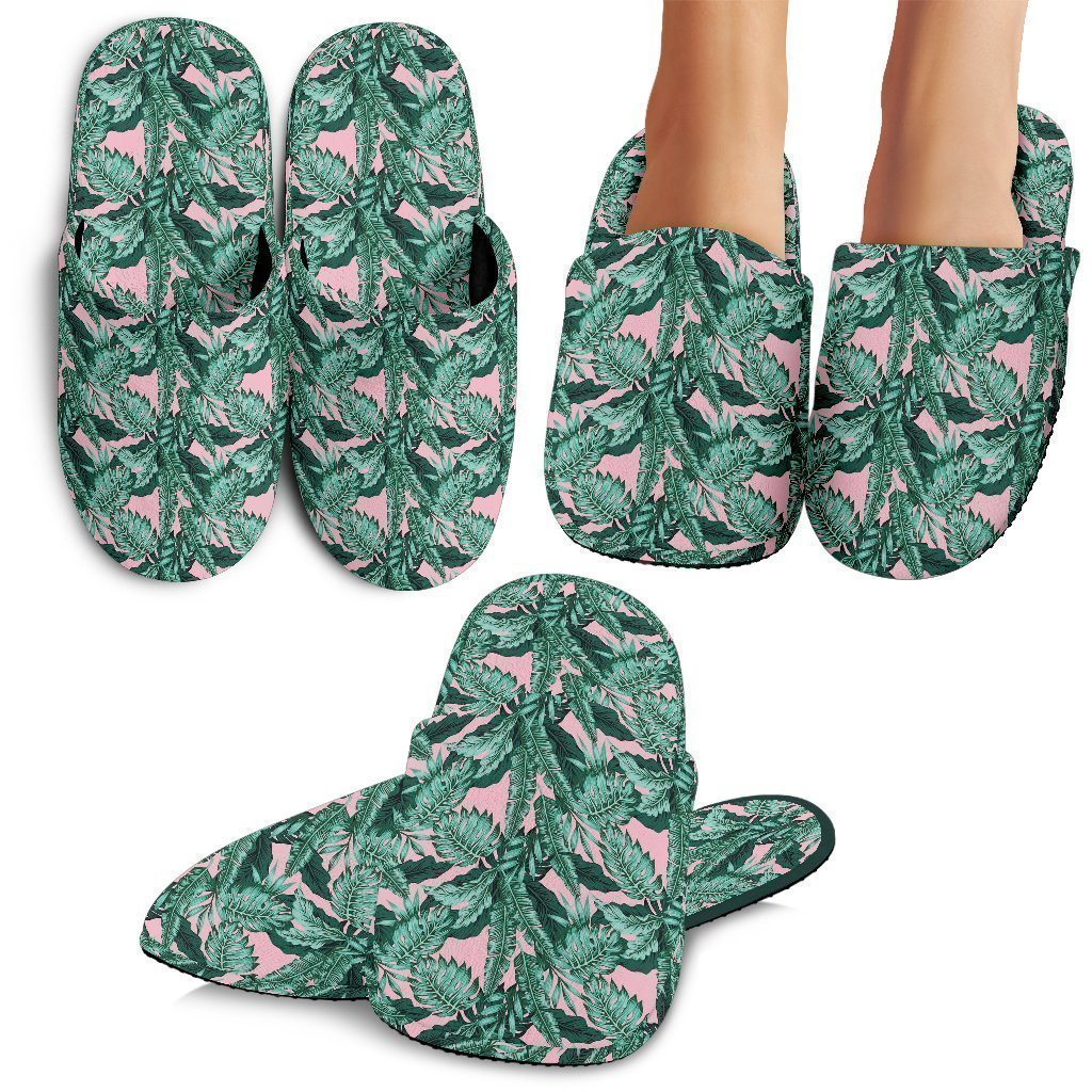 Palm Leaves Floral Tropical Hawaii Pattern Print Premium Home Slippers Ha51938