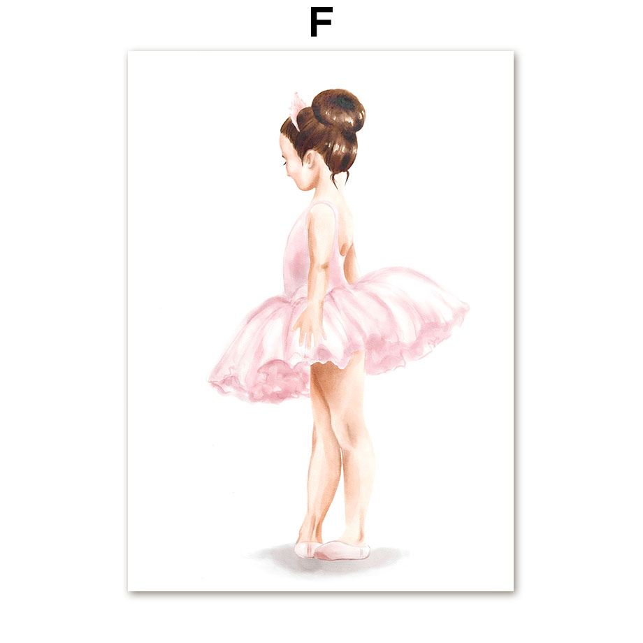 Unicorn Ballet Girl Princess Rainbow Flower Wall Art Canvas Painting Nordic Posters And Prints Wall Pictures For Kids Room Decor alx