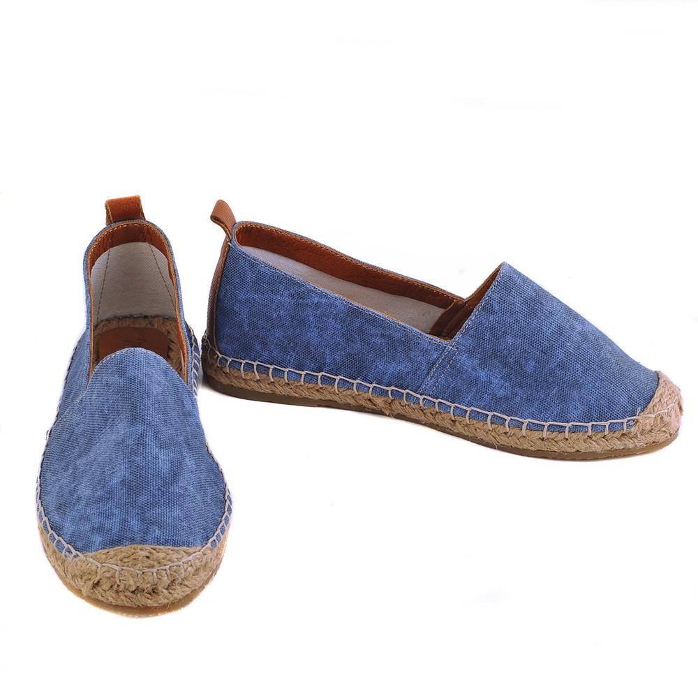 Blue Linen Espadrille Shoes San805