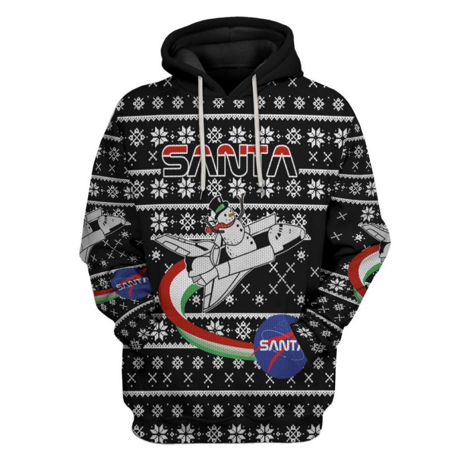 3D Nasa Santa Xmas Ugly Christmas Sweater Custom Hoodie Apparel