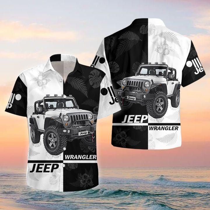 Hawaii Aloha Shirts Jeep Wrangler Black And White Ha110465