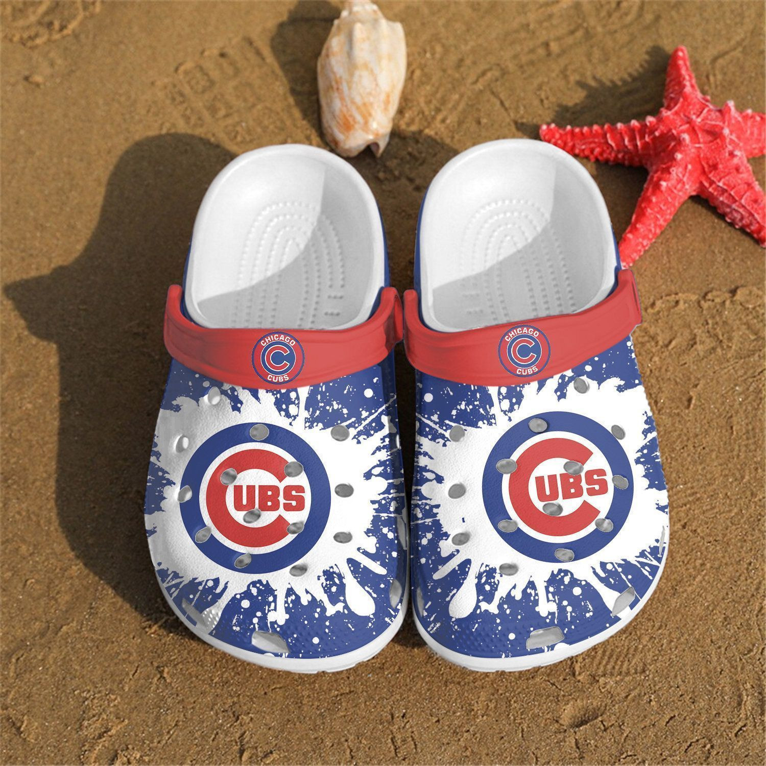 Chicago Cubs Big Logo Clogs Clogband Clog Comfortable Water Shoes In Blue