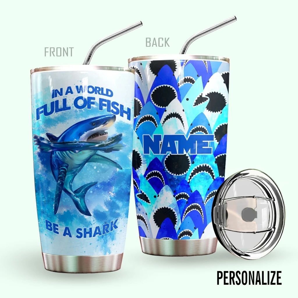 Alohazing 3D Shark Personalized Tumbler Be A Shark