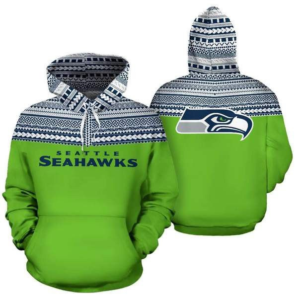 Seattle Seahawks Maori Tattoo Neon Green 66 Unisex 3D Hoodie Gift For Fans