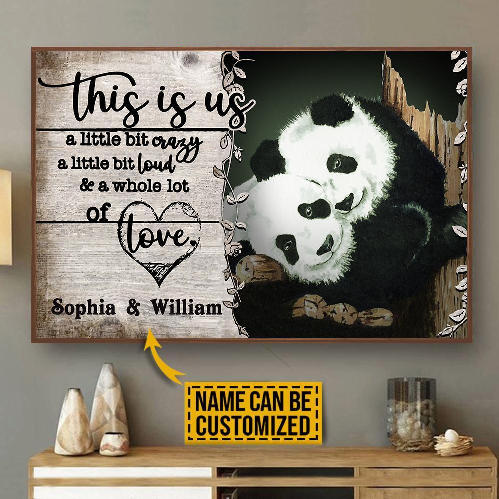 Aeticon Gifts Personalized Panda A Little Bit Canvas Mom Dad Gift Home Decor