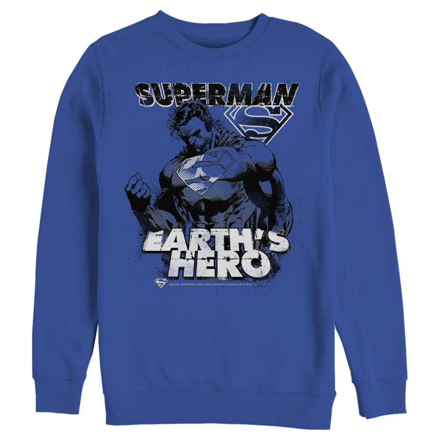 Superman Men’s Grunge Earth’s Hero  Sweatshirt