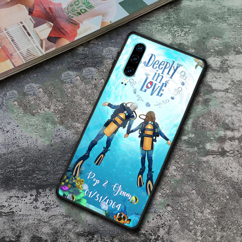 GGTH200203001 Couple Scuba Diving Love Quote Customized Hair Skin Glass Phone Case Personalized Valentine’s Day Gift