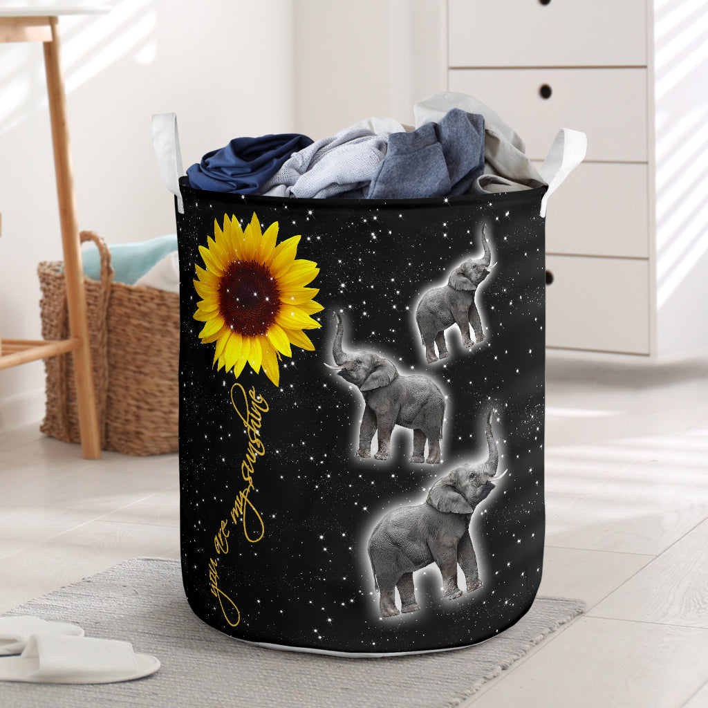 Elephant You Are My Sunshine Basket All Over Print Toy Clothes Storage Basket Dirty Clothes Basket