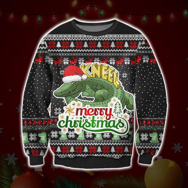 Alligator Loki Kneel Crocodile Ugly Sweatshirt, Christmas Ugly Sweater