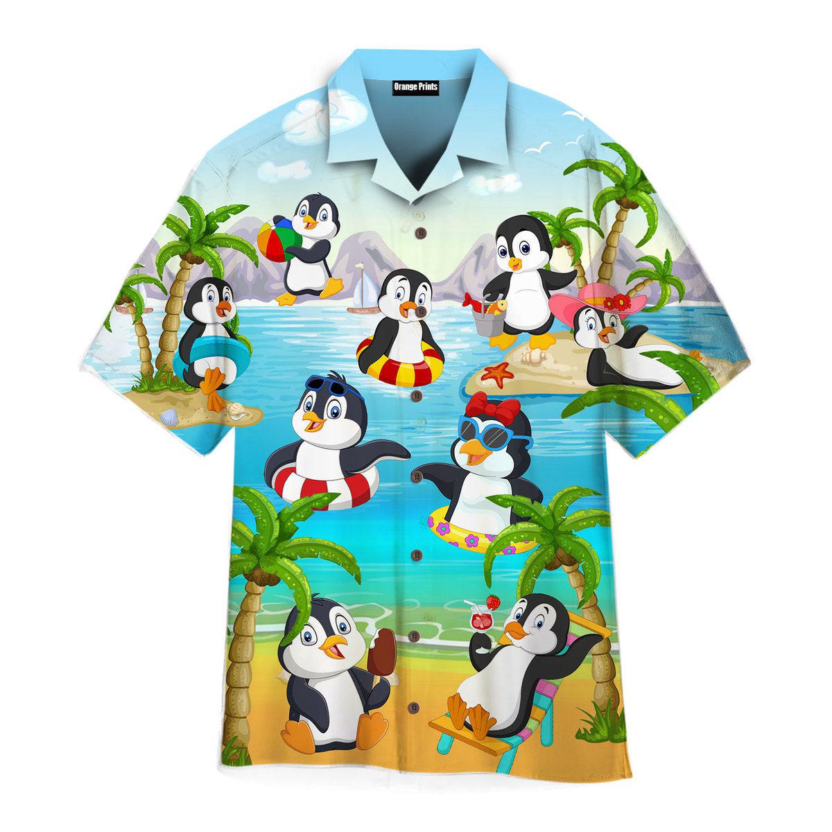 Penguin On The Beach Funny Hawaiian Shirt – For Men And Women