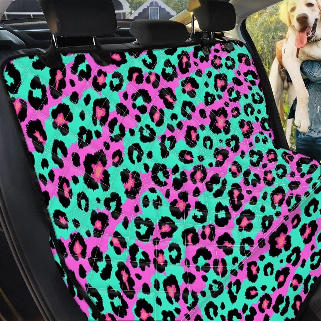 Teal Pink Leopard Pet Car Seat Cover