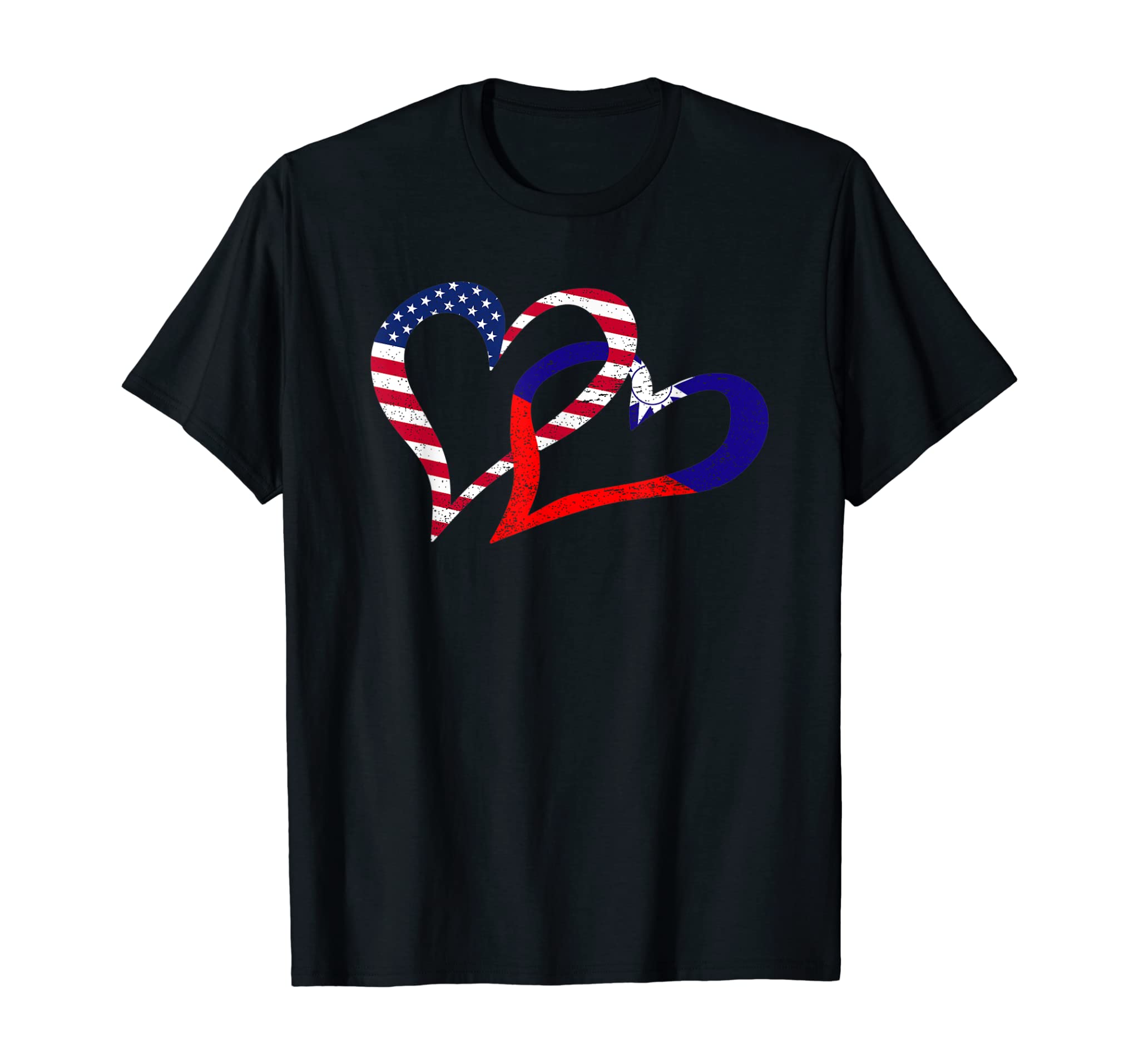 Taiwan Taiwanese Americans USA Flag Colors Heart Love T-Shirt