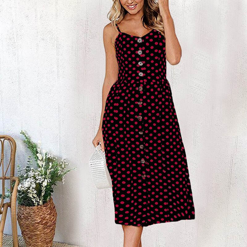 2019 New Women Print Floral Stripe Long dress Sexy V-Neck Sleevele Button Beach Casual Boho Midi Dress Plus Size 3XL vestidos alx