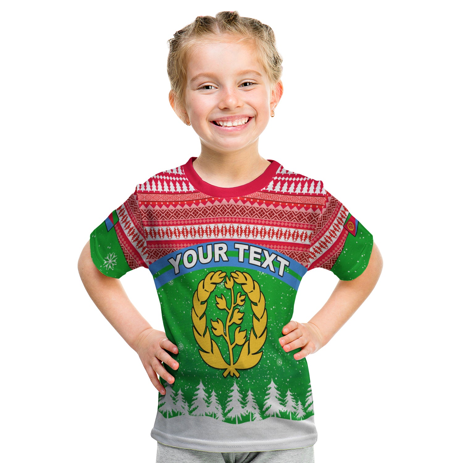 (Custom Personalised) Eritrea T Shirt Kid Merry Christmas Mix African Pattern Lt13