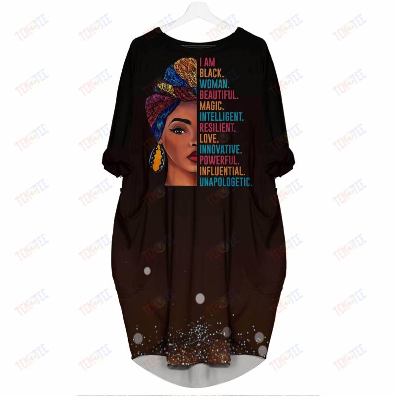 Temotee African Dress 35 – I Am Black Woman Beautiful Magic Intelligent 3D Dress Afro Girl Shirt African American Woman Gift Idea TMT5933