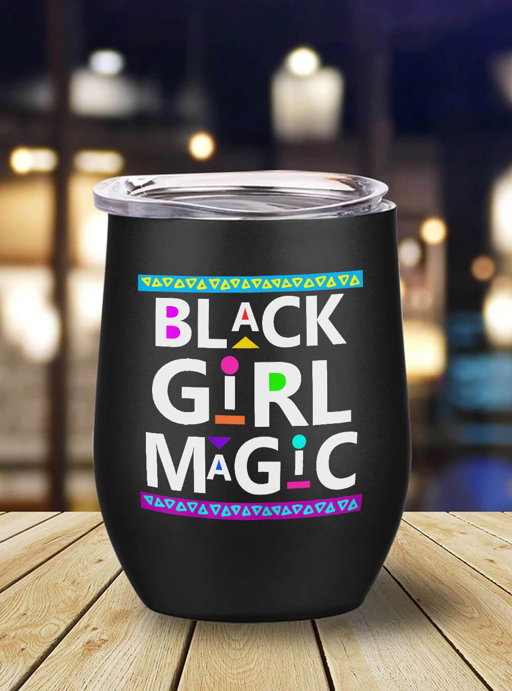 African American Tumbler Dashiki Style Black Girl Magic And Gift For Melanin Stainless Steel Wine Tumbler Mug Black History Month Gift Ideas BPS1498