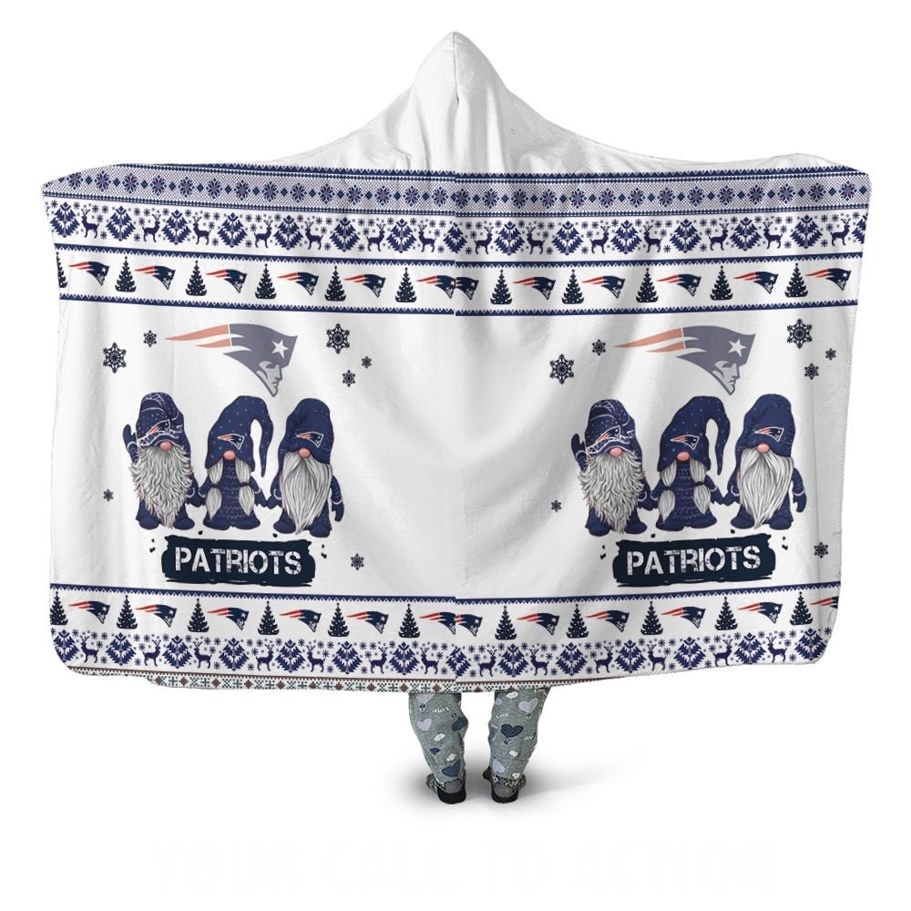 Christmas Gnomes New England Patriots Ugly Sweatshirt Christmas 3D Hooded Blanket