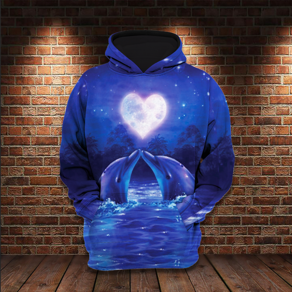 Dolphins Love Couple All Over Print Dolphin Lover Gifts Us Unisex Size Hoodie