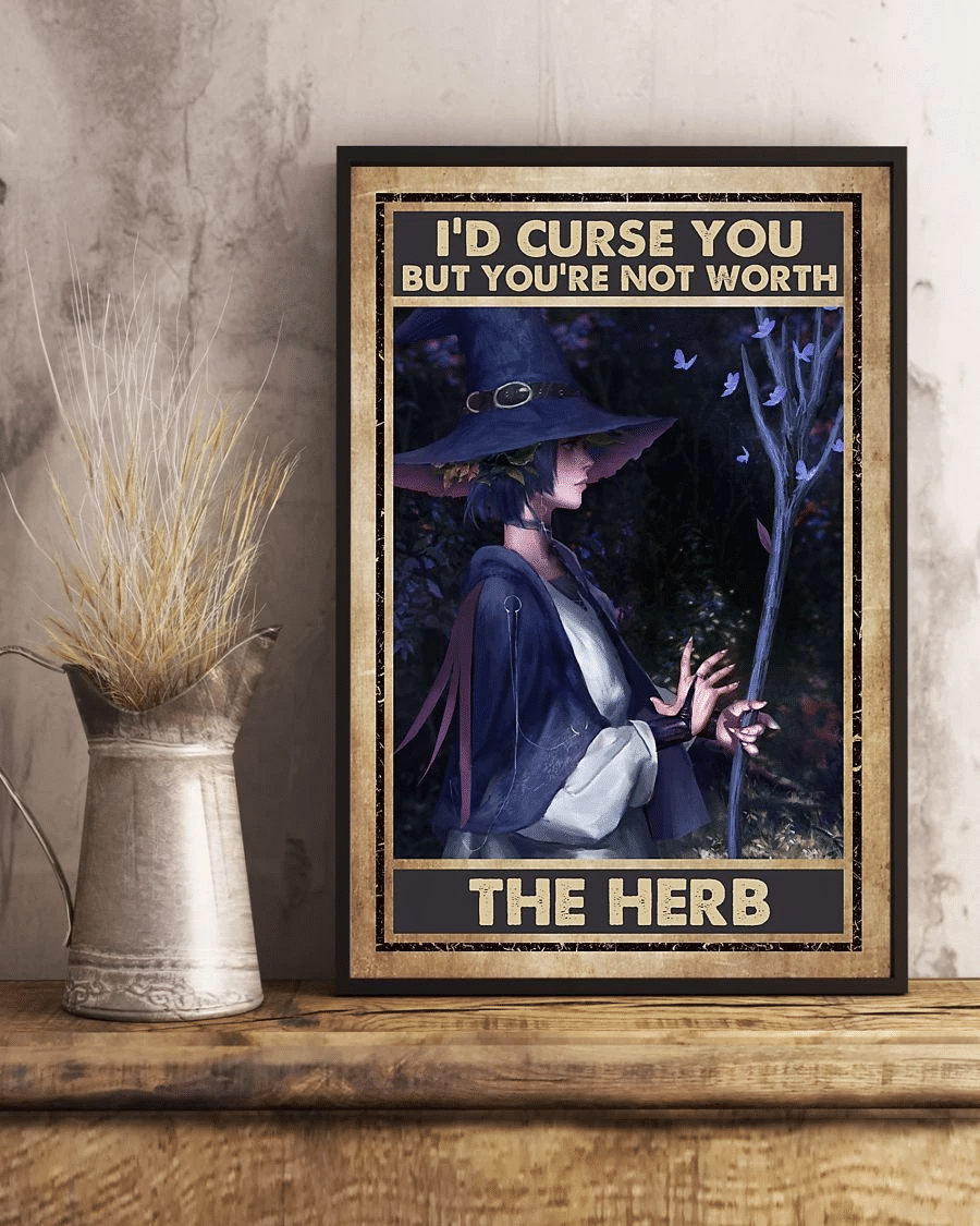 Witch Girl Poster Canvas – Id Curse You But Youre Not Worth Vintage Home Decor Wall Art Evg81488