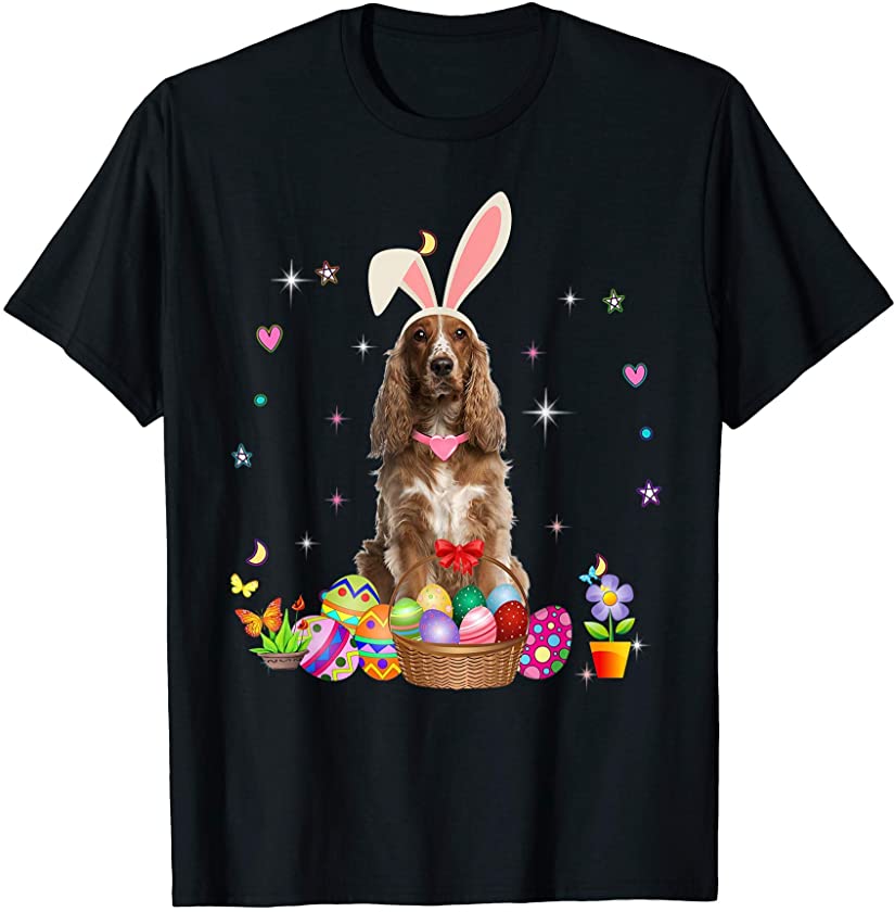 Cute Cocker Spaniel Easter Day Bunny Eggs Easter Womens T-Shirt