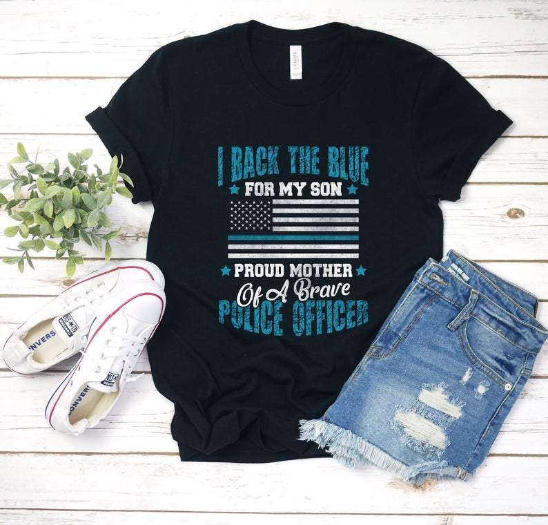 Dreameris I Back The Blue Police Mom Shirt T Shirt Tee Police Mother Gift Cop Leo Police Officer Mom Tank Top Sweatshirt Hoodie Long Sleeve Gifts Tees