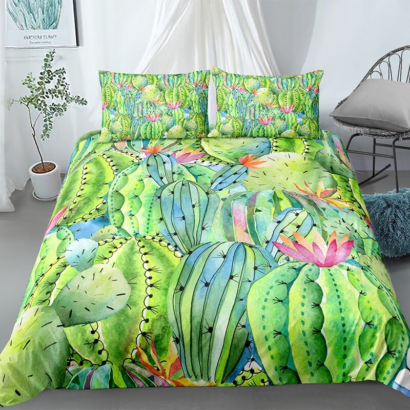 3D Cactus Succulents Bedding Sets Home Decoration Duvet Cover Pillowcase