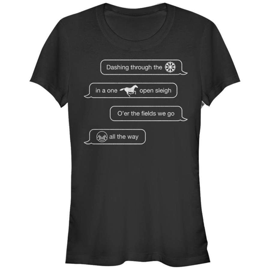 CHIN UP Junior’s Christmas Text Messages  T Shirt Black S