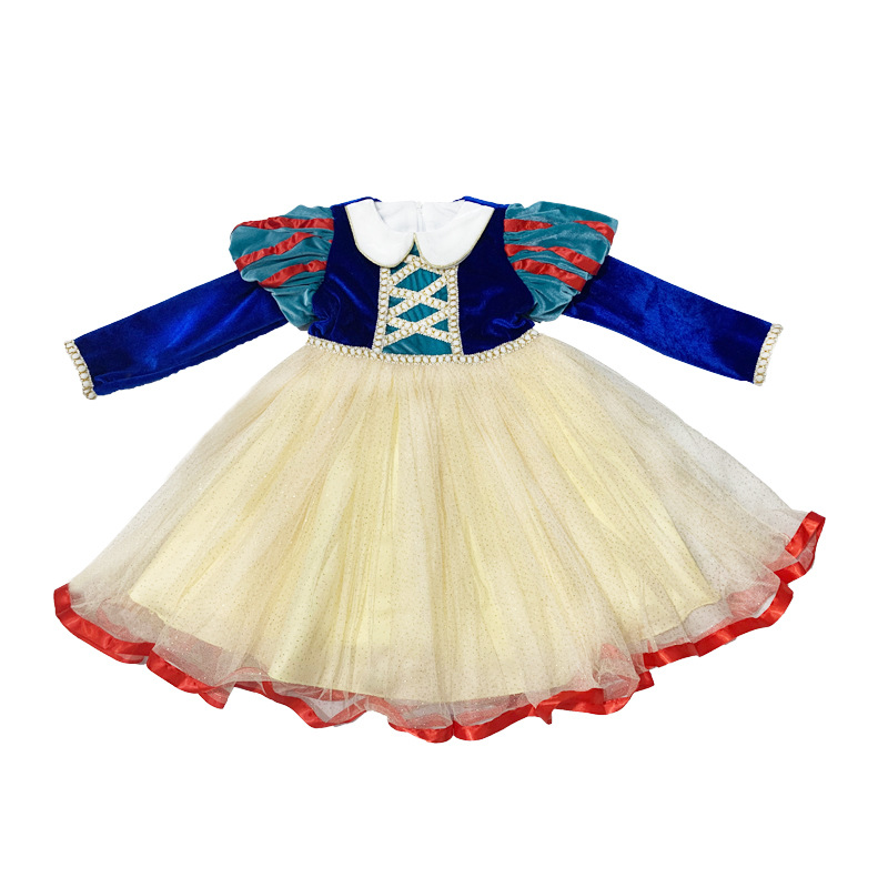 Snow White Dress For Girl Long Sleeve Autumn Winter Soft Warm Plush Voile Dress New 2021 Kids alx