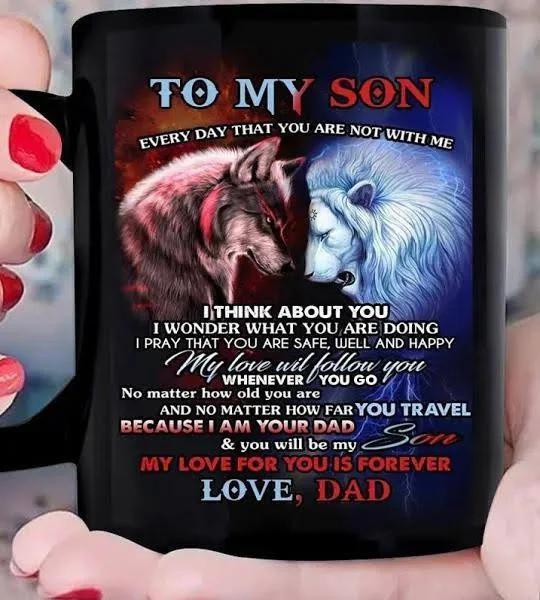 To My Son Every Day That You Are Not With Me Lion And Wolf Mug