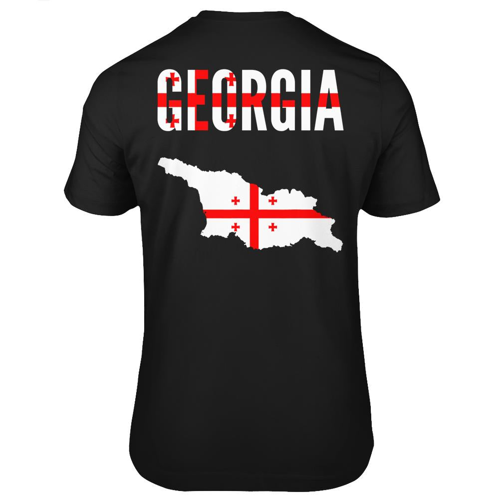 Georgian Gift – Georgia Country Map Flag T Shirts Print On Back