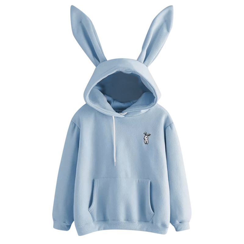 Women Cute Bunny Printed Girl Hoodie Casual Long Sleeve Sweatshirt Pullover Ears Top Sweatershirt Hot Sale alx