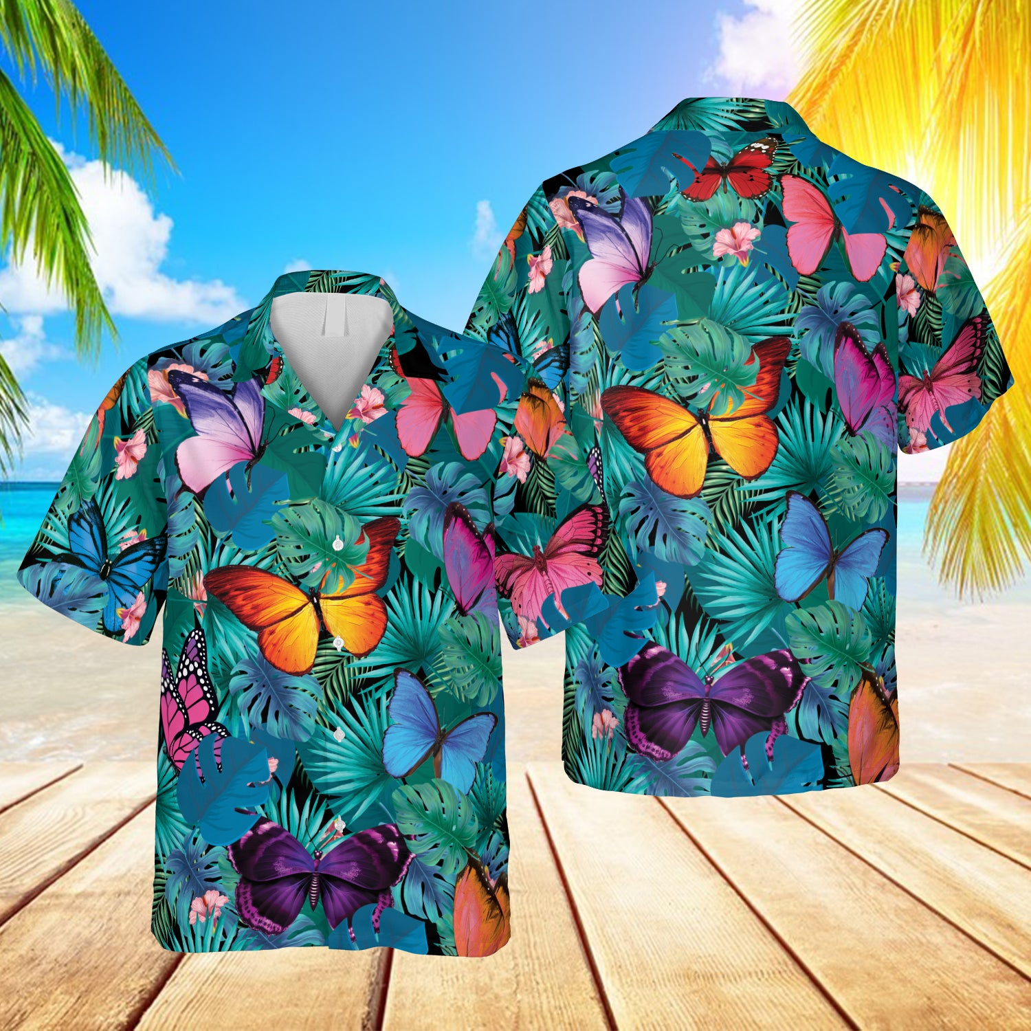 Butterflies Hawaiian Beach Shirt For Her Ha48196