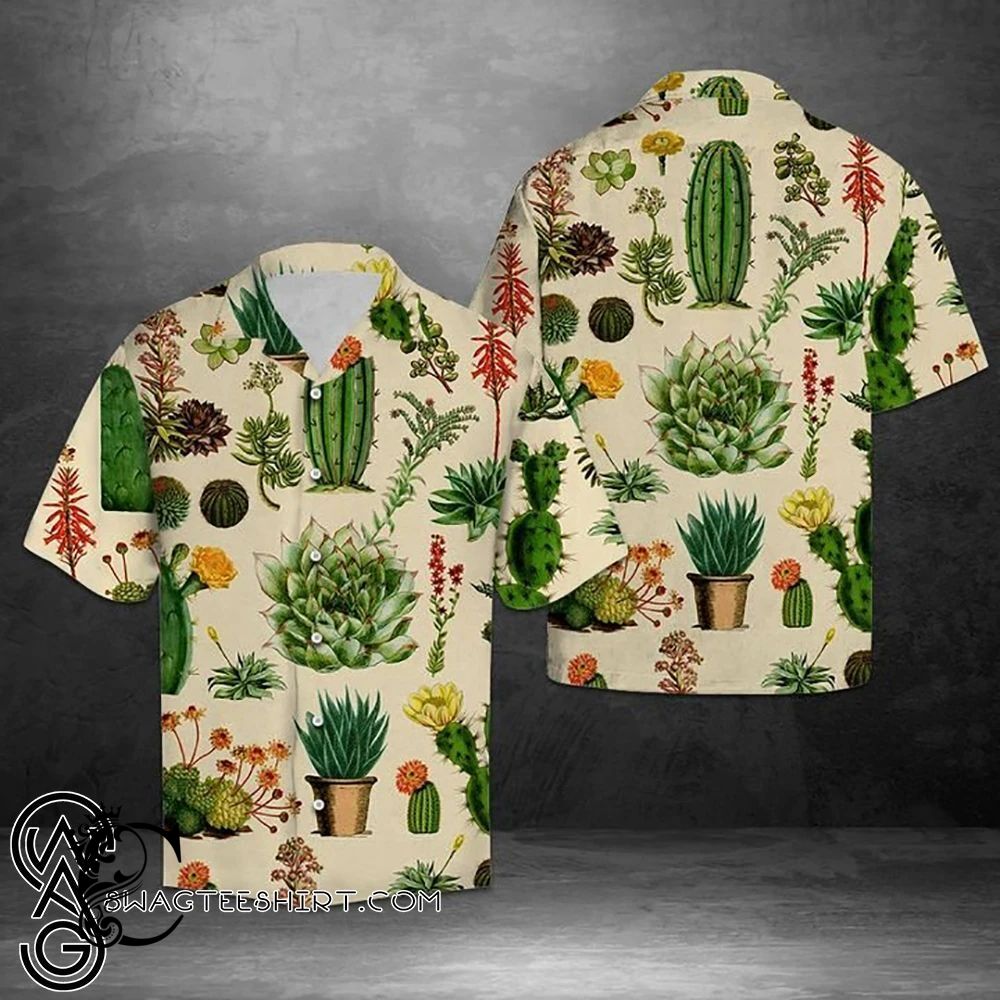 Beach Shirt Flower Cactus Hawaiian Shirt- Chillicothemall