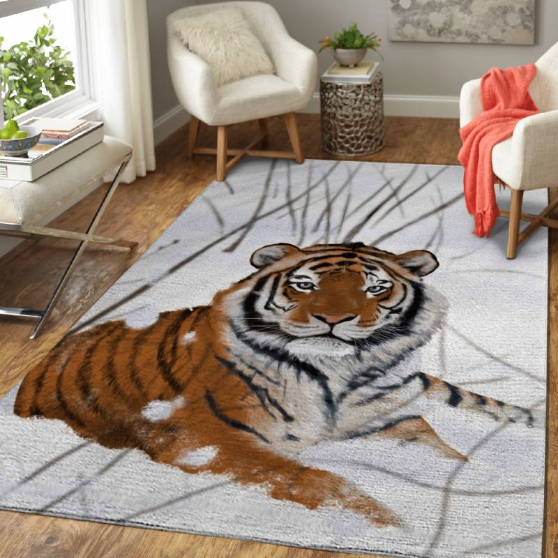 Siberian tiger in the snow – Animals Area Rug Carpet