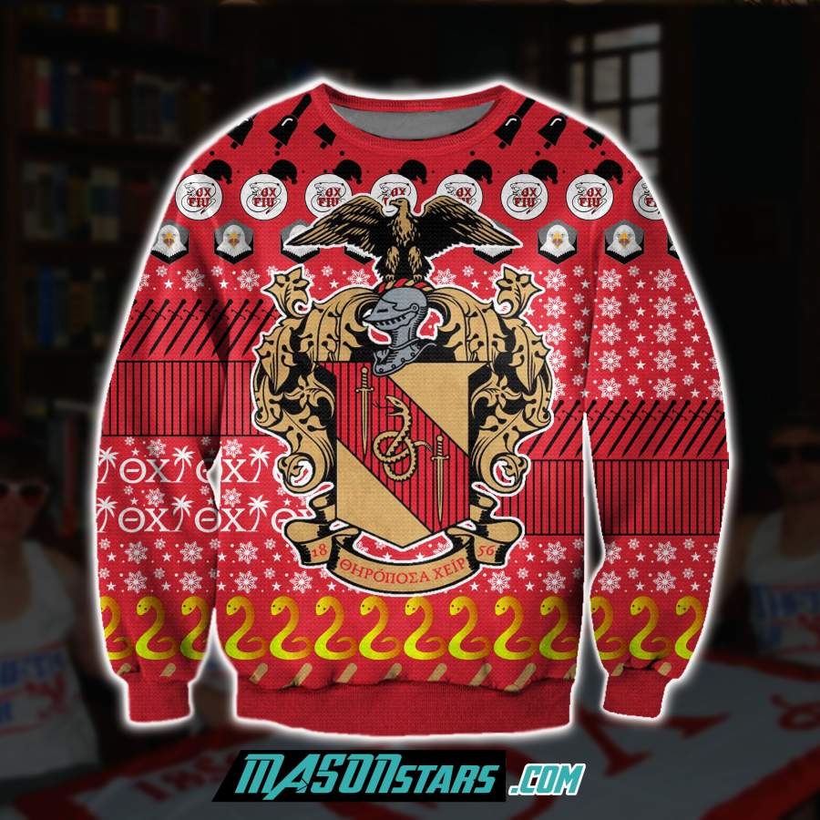 THETA CHI 3D ALL OVER PRINT UGLY CHRISTMAS SWEATER