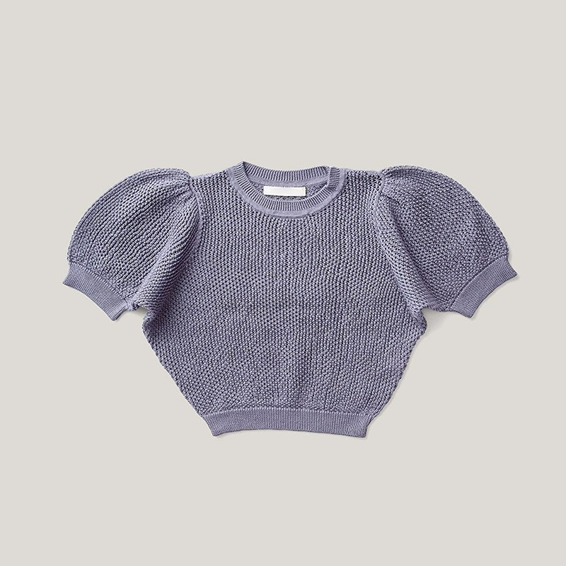 2022 New Girls’ Bubble Short-sleeved Top Girls Baby Children’s Big Sleeves Hollow Knitted Sweater alx