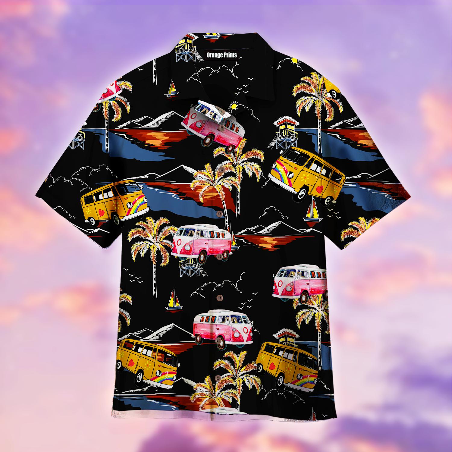 Camping Car Black Hawaii Shirt For Men And Women Ha1104