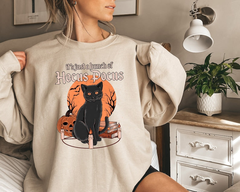 Black Cat Halloween Sweatshirt Halloween 2D Crewneck Sweatshirt All Over Print Sweatshirt For Women Sweatshirt For Men Sws4461