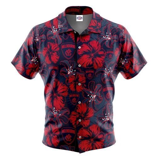 Afl Melbourne Demons Floral Hawaiian Shirt