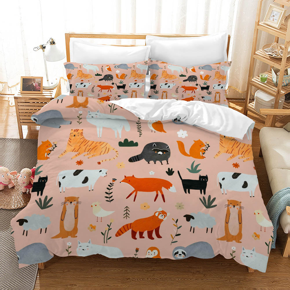 3D Forest Animals Pattern Quilt Cover Set Bedding Set Pillowcases 220