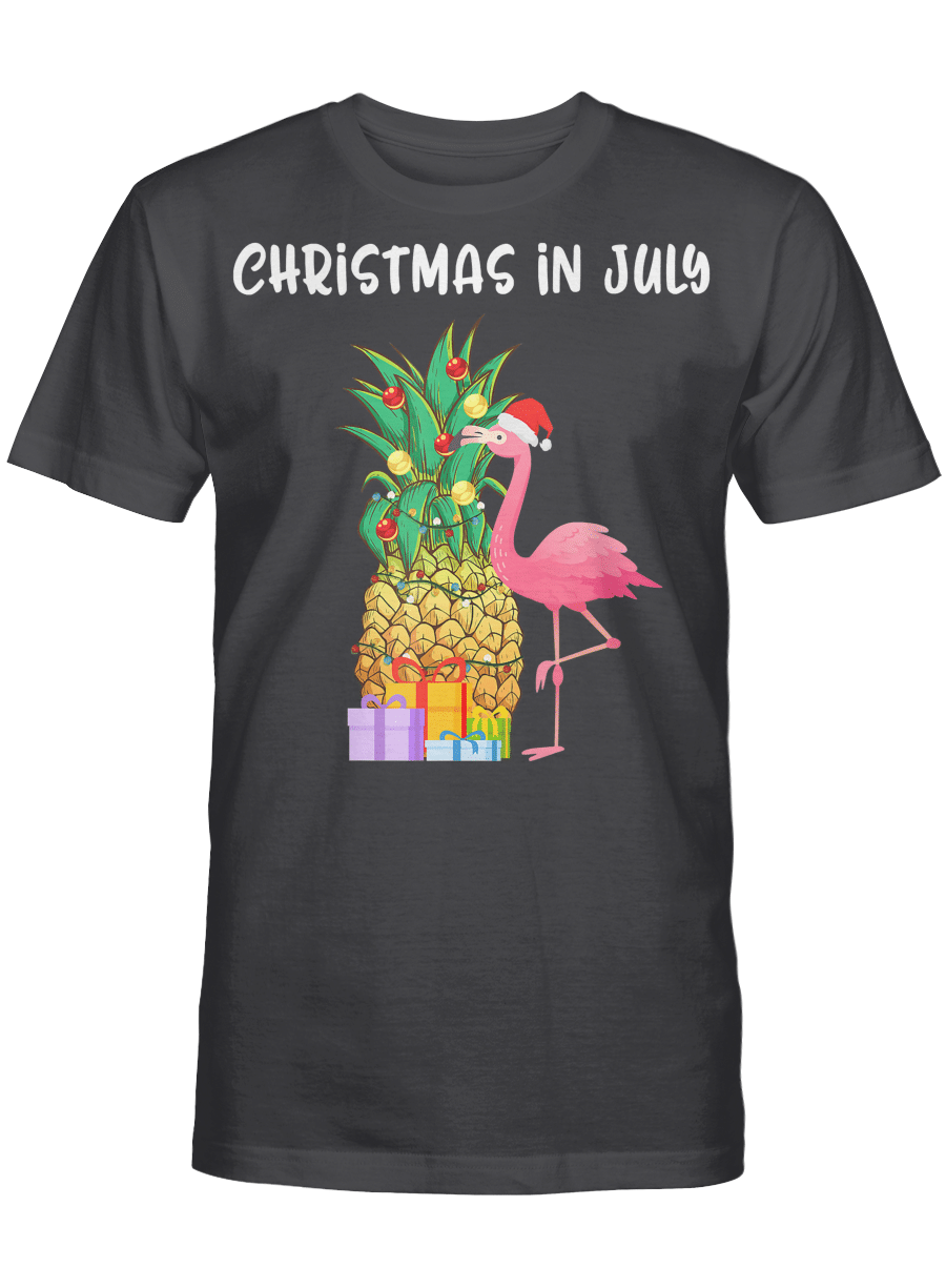 AmazeStyleZ Santa’s Reindeer, Ugly Christmas Sweater, Christmas Gift Ideas, Christmas In July Pineapple Xmas Tree Flamingo Santa Summer T-Shirt
